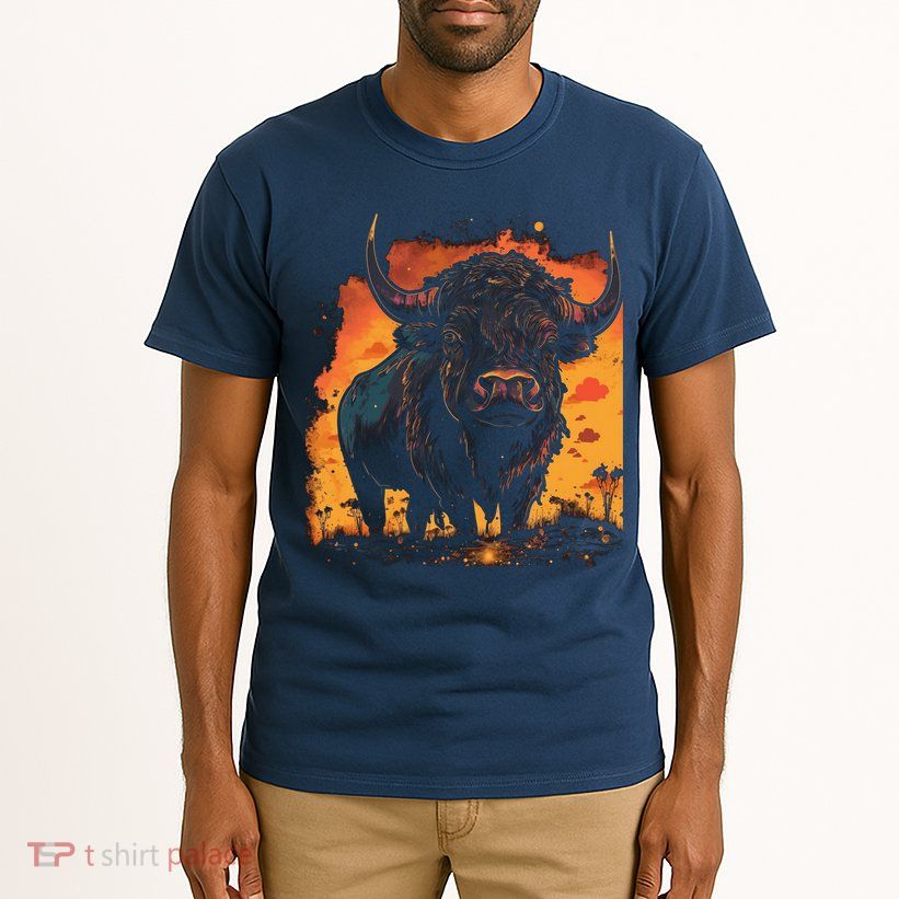 Buffalo Animal Retro Style Graphic Tees for Boy Tall T-Shirt