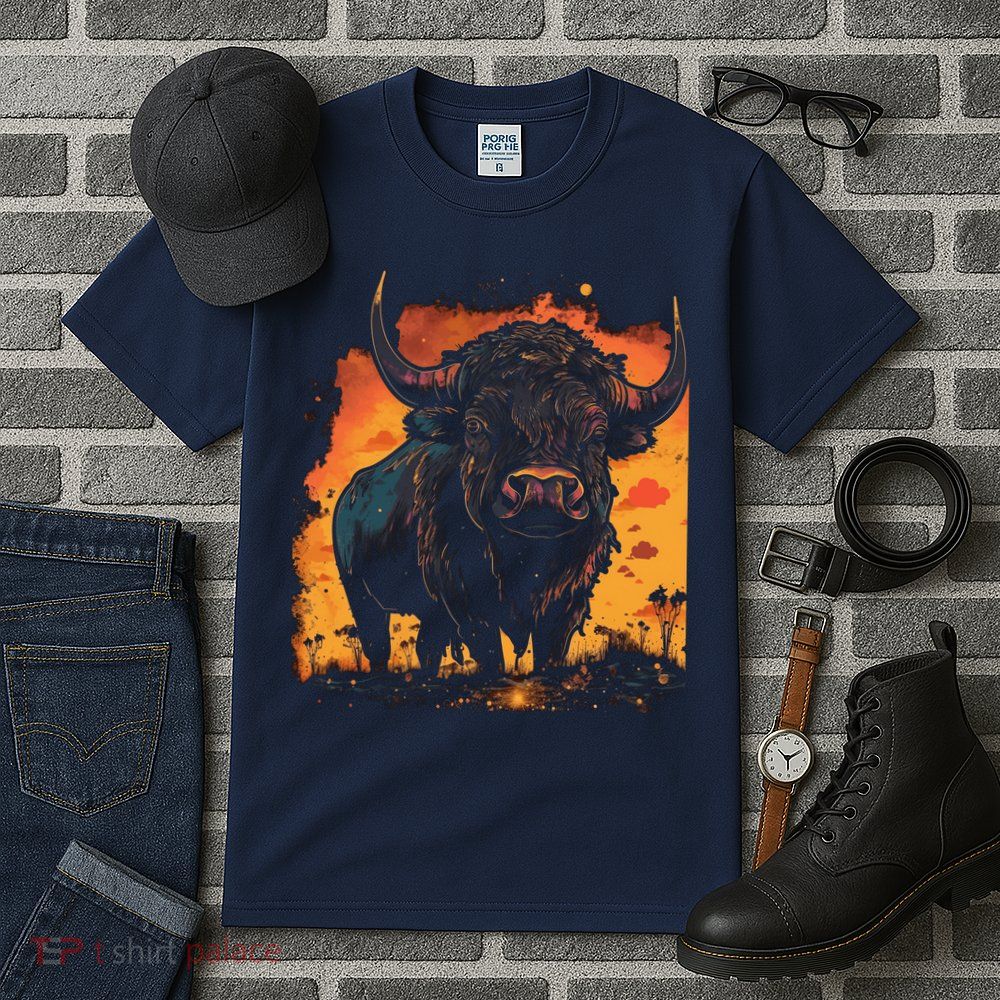 Buffalo Animal Retro Style Graphic Tees for Boy Tall T-Shirt