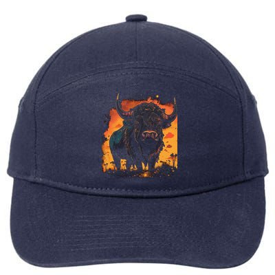 Buffalo Animal Retro Style Graphic Tees for Boy 7-Panel Snapback Hat