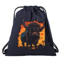 Buffalo Animal Retro Style Graphic Tees for Boy Drawstring Bag