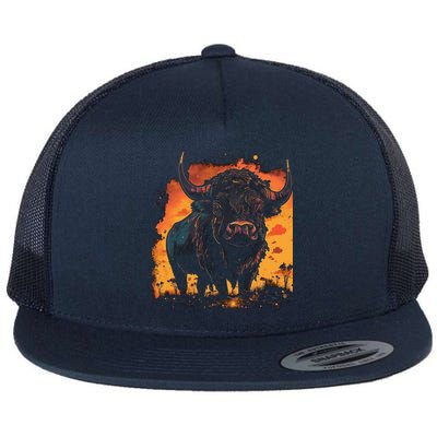 Buffalo Animal Retro Style Graphic Tees for Boy Flatbill Hat
