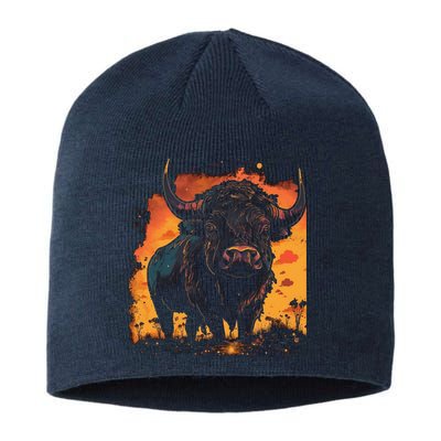 Buffalo Animal Retro Style Graphic Tees for Boy Sustainable Beanie