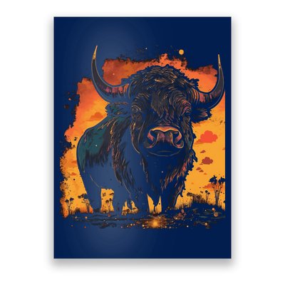 Buffalo Animal Retro Style Graphic Tees for Boy Poster