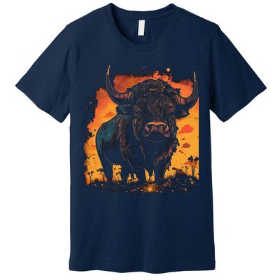 Buffalo Animal Retro Style Graphic Tees for Boy Premium T-Shirt