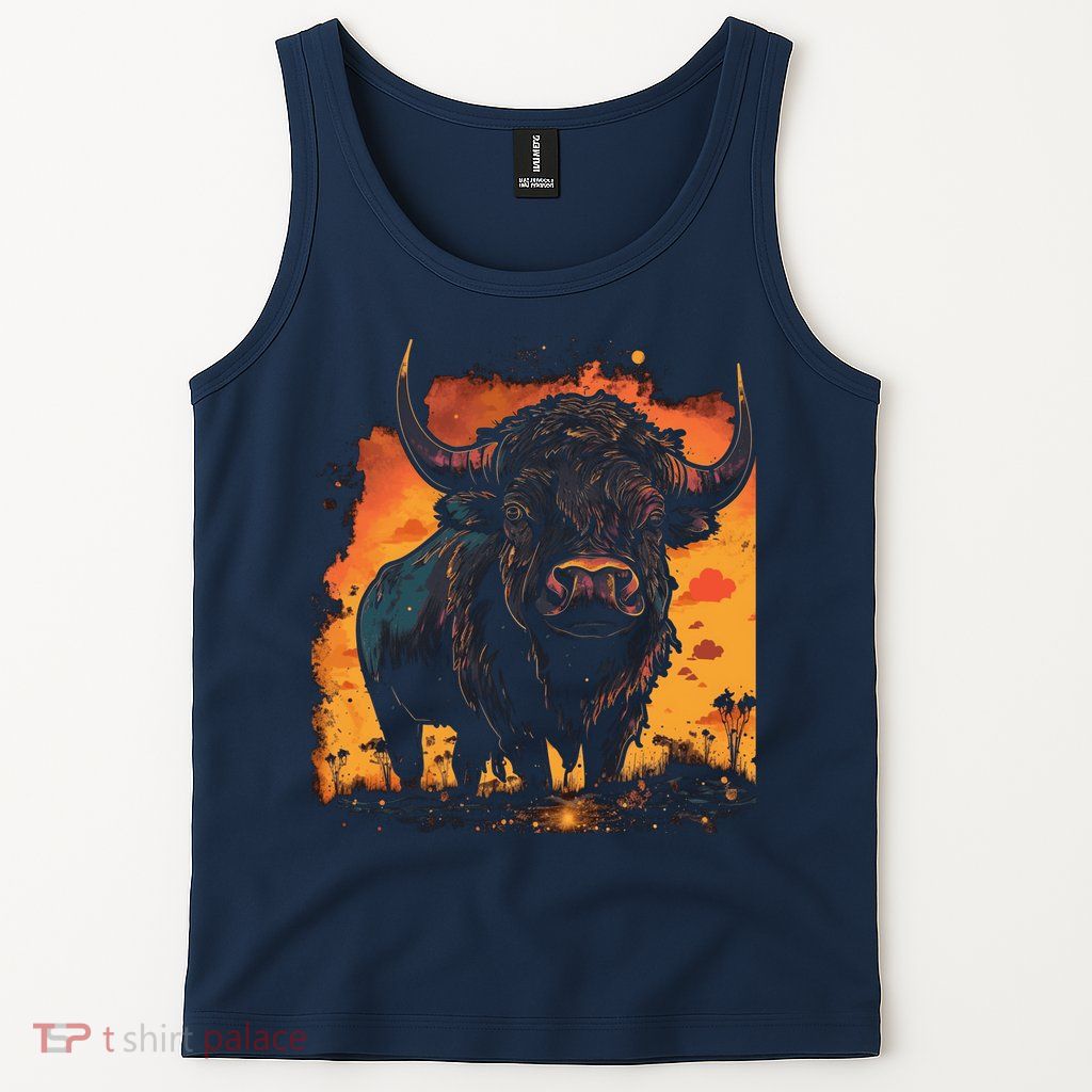 Buffalo Animal Retro Style Graphic Tees for Boy Tank Top