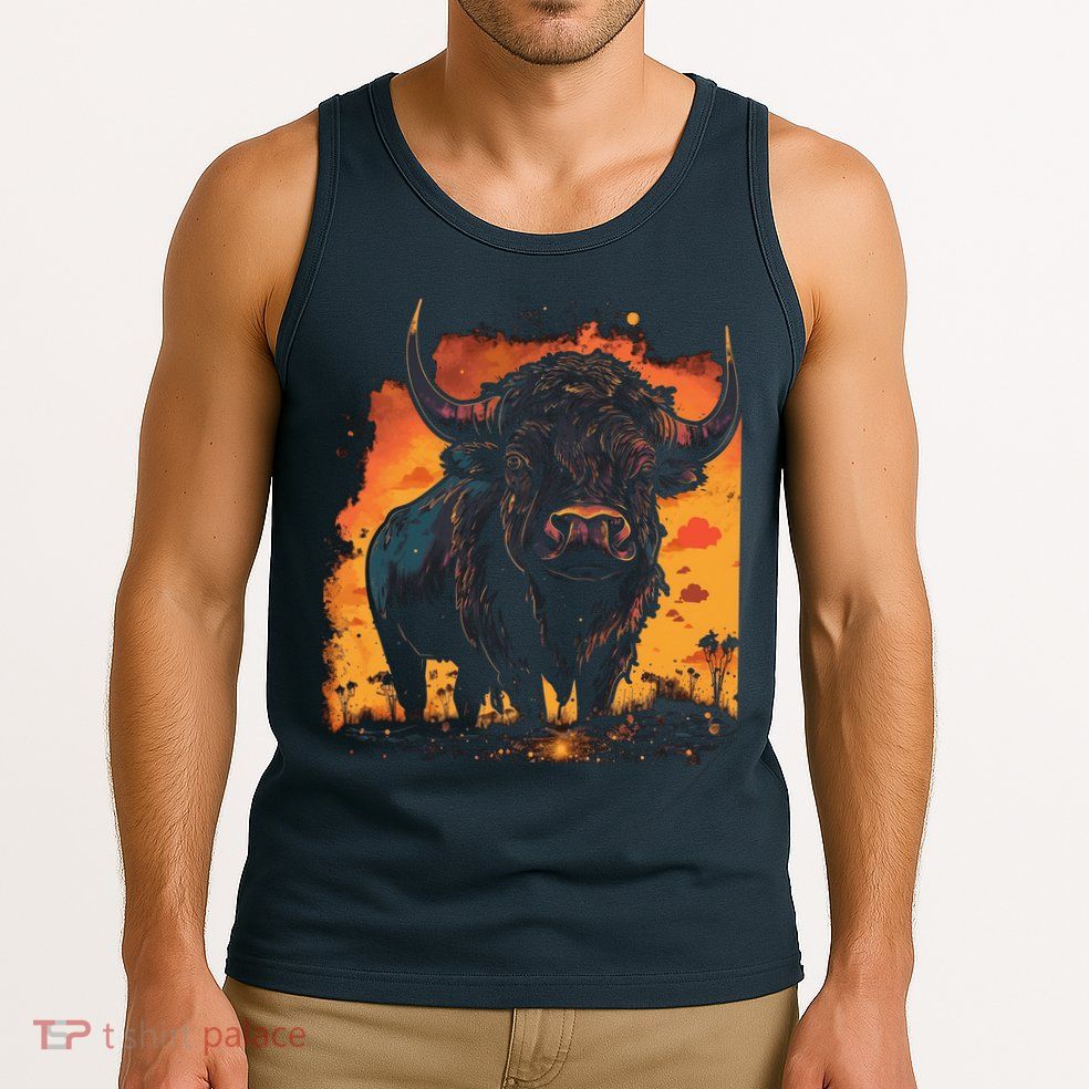 Buffalo Animal Retro Style Graphic Tees for Boy Tank Top