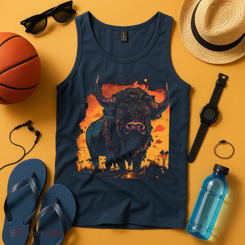 Buffalo Animal Retro Style Graphic Tees for Boy Tank Top