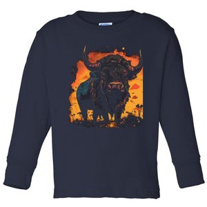 Buffalo Animal Retro Style Graphic Tees for Boy Toddler Long Sleeve Shirt