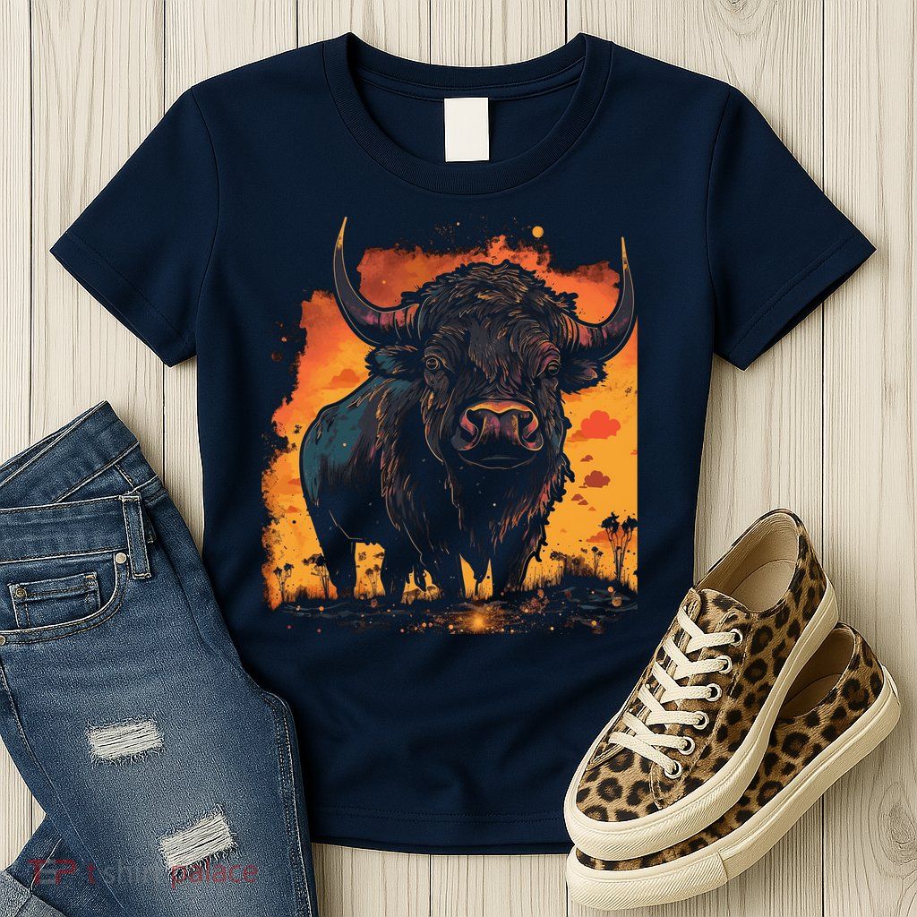 Buffalo Animal Retro Style Graphic Tees for Boy Womens T-Shirt