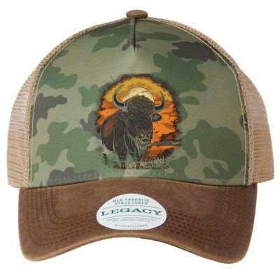 Bison Animal Retro Style Graphic Tee for Boy Girl Legacy Tie Dye Trucker Hat