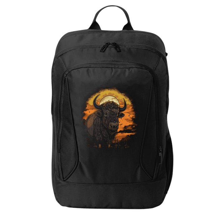 Bison Animal Retro Style Graphic Tee for Boy Girl City Backpack