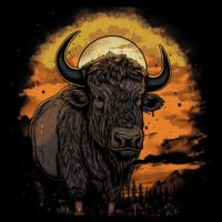 Bison Animal Retro Style Graphic Tee for Boy Girl City Backpack