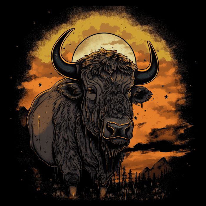 Bison Animal Retro Style Graphic Tee for Boy Girl City Backpack