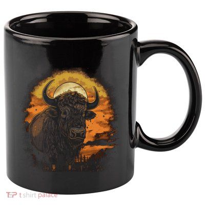 Bison Animal Retro Style Graphic Tee for Boy Girl 11oz C Handle Ceramic Mug