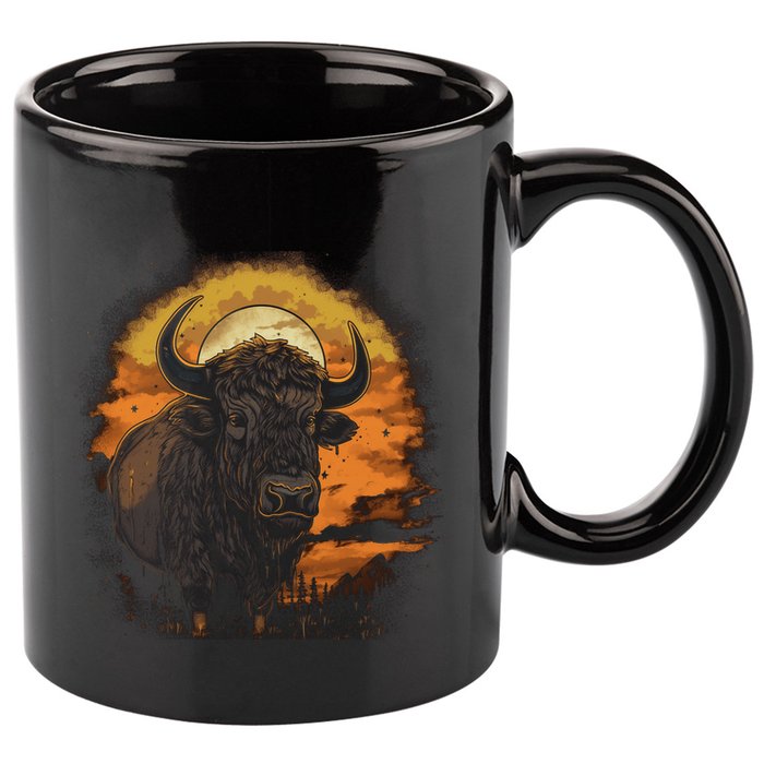 Bison Animal Retro Style Graphic Tee for Boy Girl 11oz C Handle Ceramic Mug