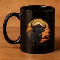 Bison Animal Retro Style Graphic Tee for Boy Girl 11oz C Handle Ceramic Mug