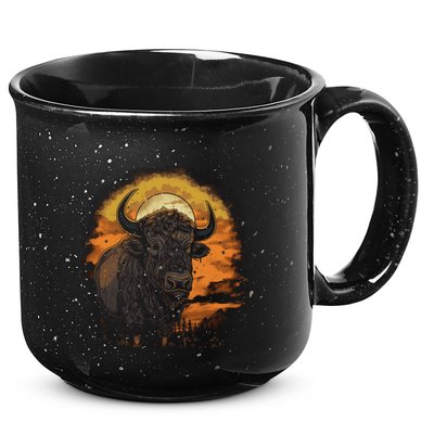 Bison Animal Retro Style Graphic Tee for Boy Girl 15oz Campfire Ceramic Mug
