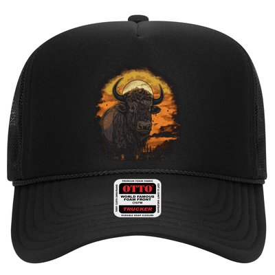 Bison Animal Retro Style Graphic Tee for Boy Girl Trucker Hat