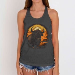 Bison Animal Retro Style Graphic Tee for Boy Girl Women's Knotted Racerback Tank