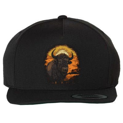 Bison Animal Retro Style Graphic Tee for Boy Girl Wool Snapback Cap