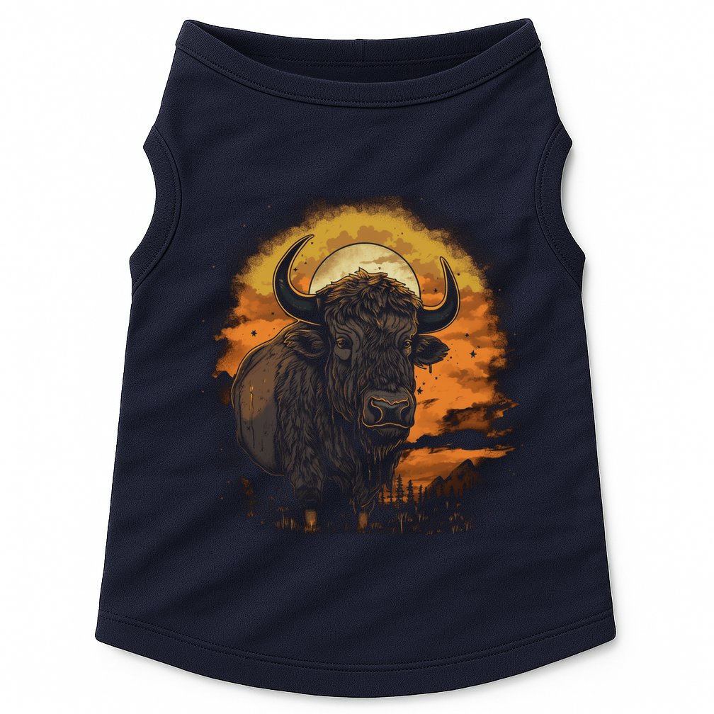Bison Animal Retro Style Graphic Tee for Boy Girl Doggie Tank