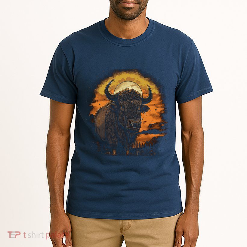 Bison Animal Retro Style Graphic Tee for Boy Girl Tall T-Shirt