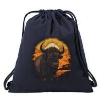 Bison Animal Retro Style Graphic Tee for Boy Girl Drawstring Bag