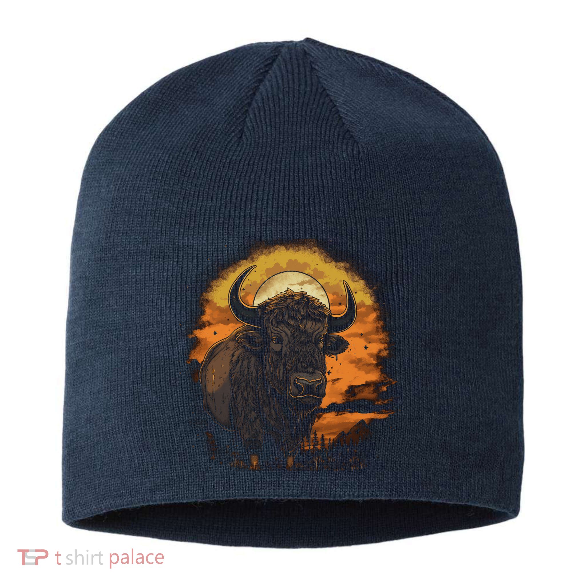 Bison Animal Retro Style Graphic Tee for Boy Girl Sustainable Beanie