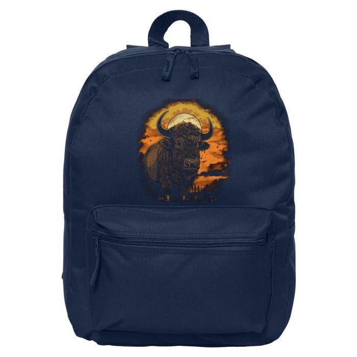 Bison Animal Retro Style Graphic Tee for Boy Girl 16 in Basic Backpack