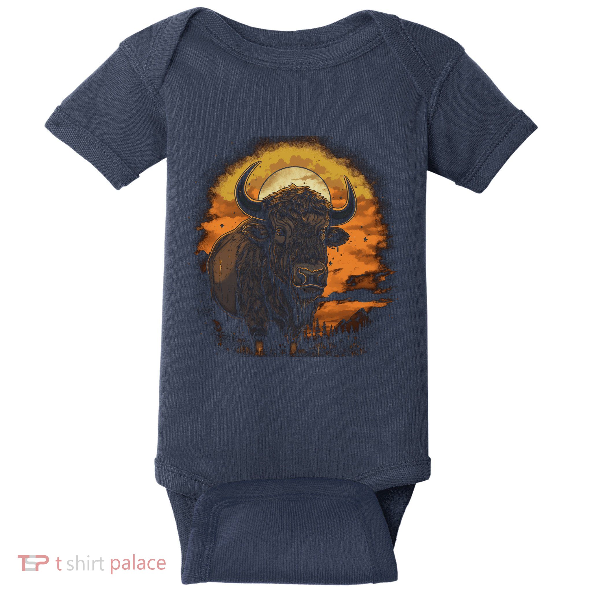 Bison Animal Retro Style Graphic Tee for Boy Girl Baby Bodysuit