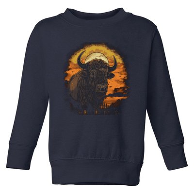 Bison Animal Retro Style Graphic Tee for Boy Girl Toddler Sweatshirt