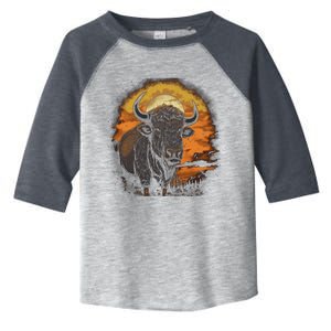 Bison Animal Retro Style Graphic Tee for Boy Girl Toddler Fine Jersey T-Shirt