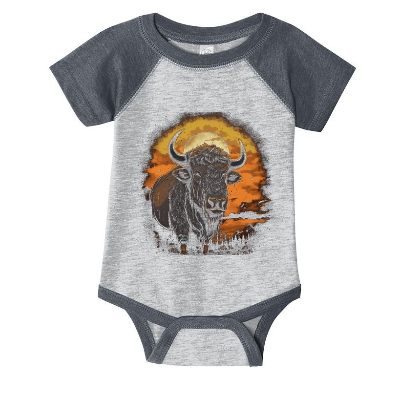 Bison Animal Retro Style Graphic Tee for Boy Girl Infant Baby Jersey Bodysuit