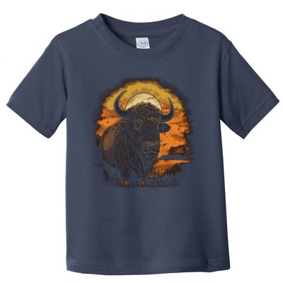 Bison Animal Retro Style Graphic Tee for Boy Girl Toddler T-Shirt