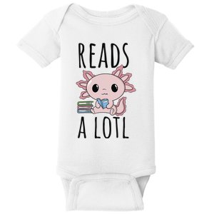 Bookman Axolotl Reads ALotl Funny ReadAxolotl Baby Bodysuit