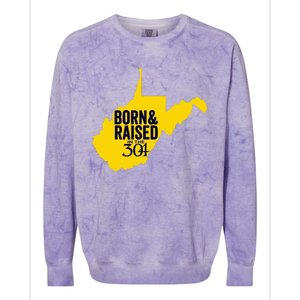 Born And Raised In The 304 West Virginia State Map Colorblast Crewneck Sweatshirt