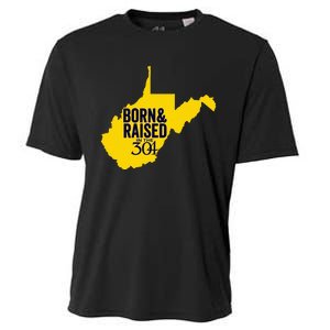 Born And Raised In The 304 West Virginia State Map Cooling Performance Crew T-Shirt