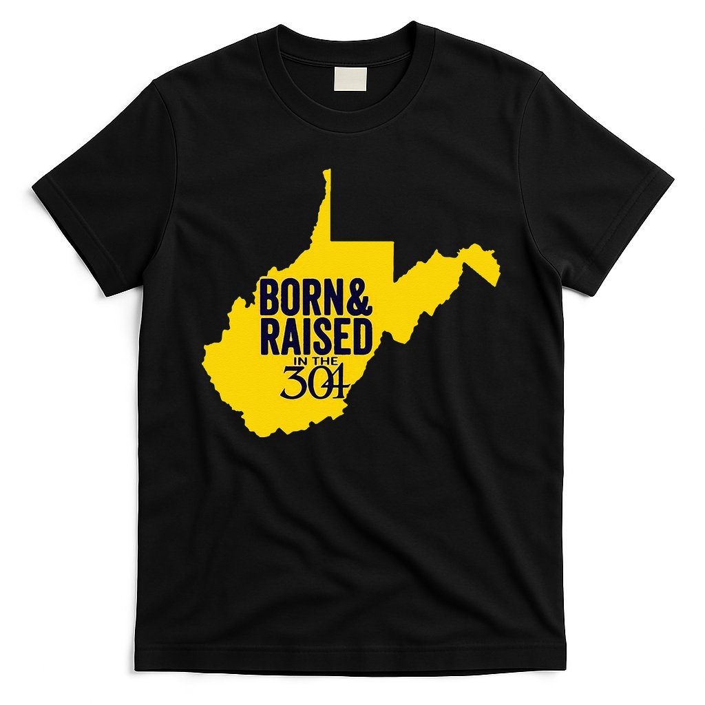 Born And Raised In The 304 West Virginia State Map T-Shirt