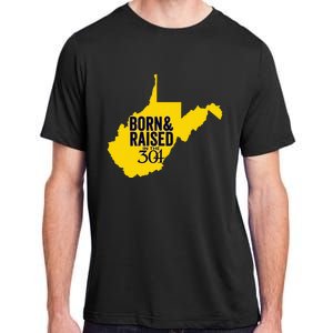 Born And Raised In The 304 West Virginia State Map Adult ChromaSoft Performance T-Shirt