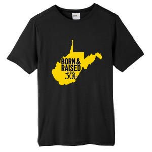 Born And Raised In The 304 West Virginia State Map Tall Fusion ChromaSoft Performance T-Shirt