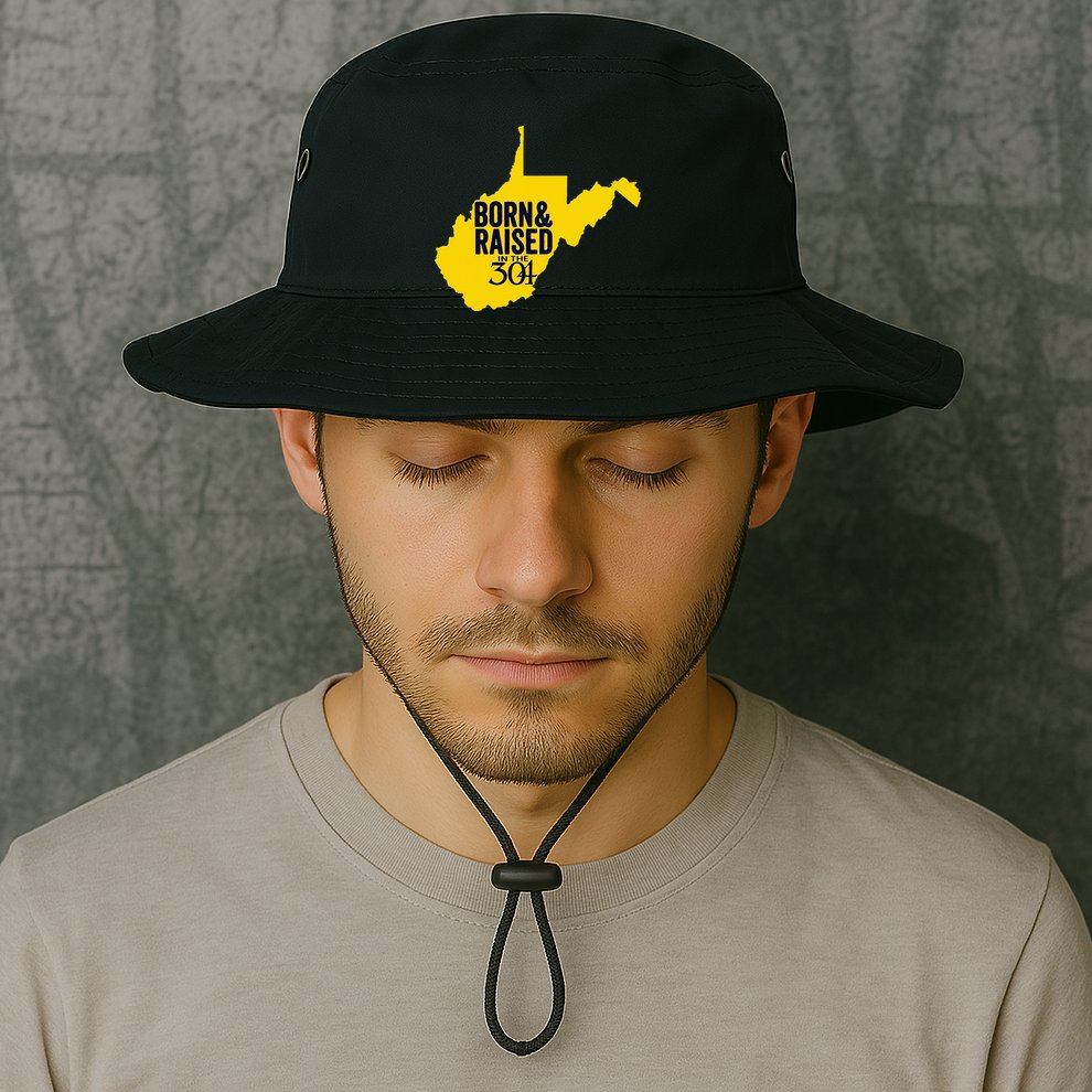 Born And Raised In The 304 West Virginia State Map Bucket Hat