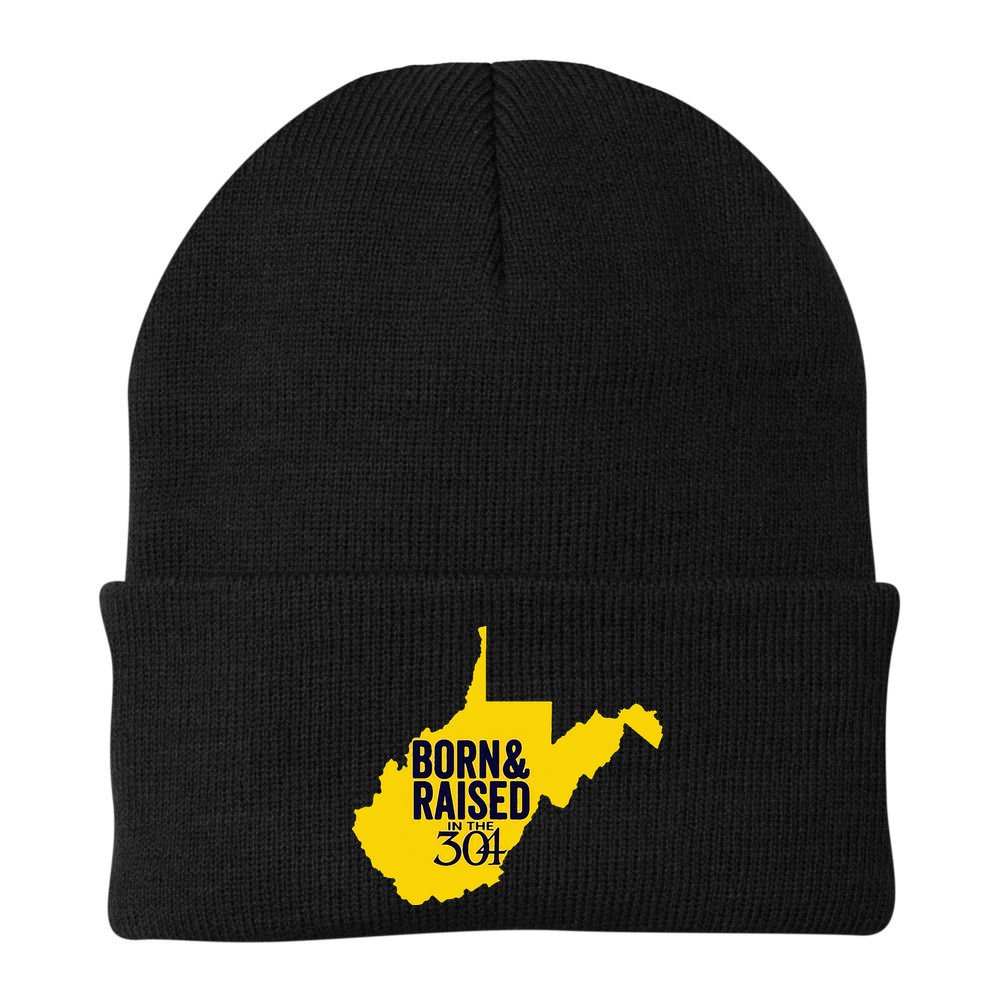 Born And Raised In The 304 West Virginia State Map Beanie