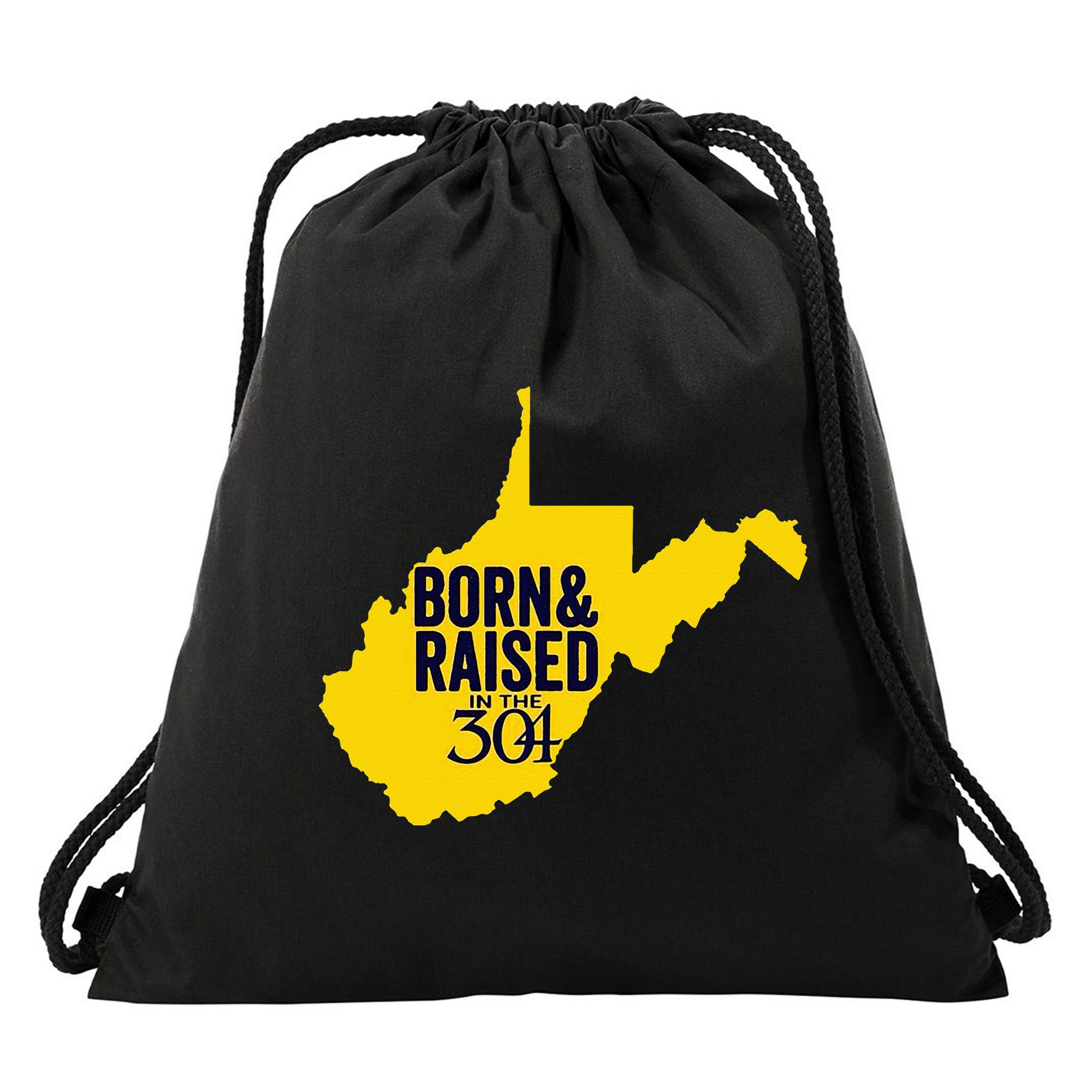 Born And Raised In The 304 West Virginia State Map Drawstring Bag