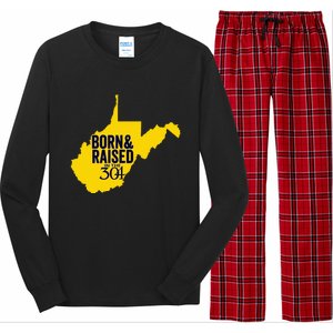 Born And Raised In The 304 West Virginia State Map Long Sleeve Pajama Set