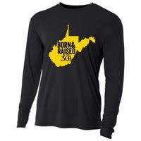 Born And Raised In The 304 West Virginia State Map Cooling Performance Long Sleeve Crew