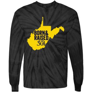 Born And Raised In The 304 West Virginia State Map Tie-Dye Long Sleeve Shirt