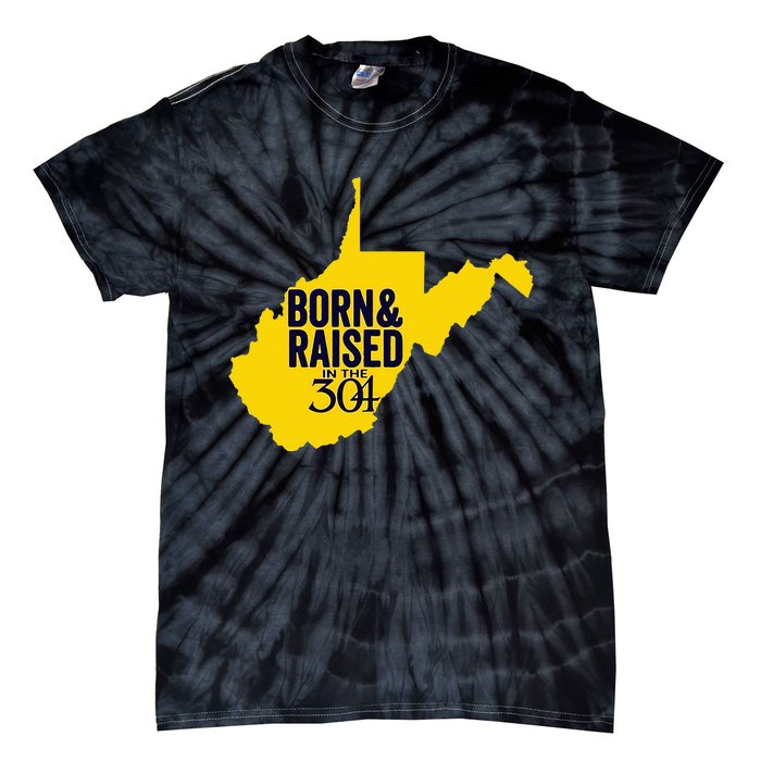 Born And Raised In The 304 West Virginia State Map Tie-Dye T-Shirt