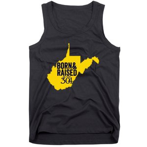 Born And Raised In The 304 West Virginia State Map Tank Top