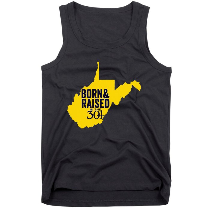 Born And Raised In The 304 West Virginia State Map Tank Top