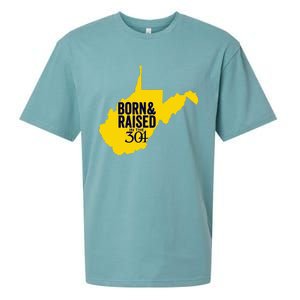 Born And Raised In The 304 West Virginia State Map Sueded Cloud Jersey T-Shirt